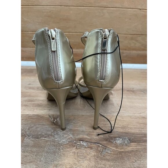 NWT Worthington Gold High Heel Sandals With Ankle Strap & Zipper Back - Size 11M - Picture 2 of 7